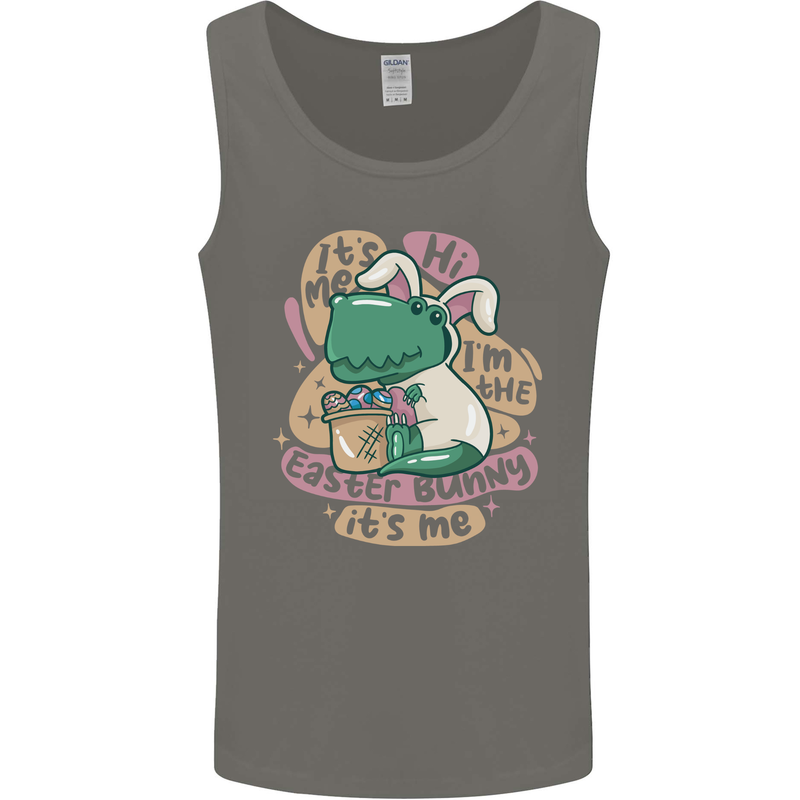 T-Rex I'm the Easter Bunny Funny Dinosaur Mens Vest Tank Top Charcoal