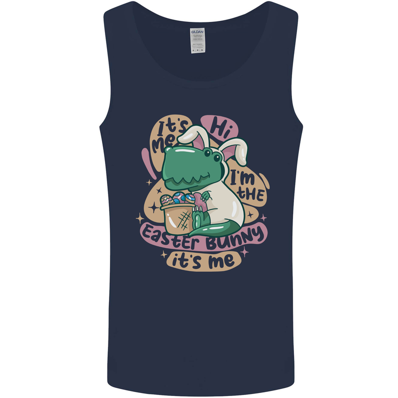 T-Rex I'm the Easter Bunny Funny Dinosaur Mens Vest Tank Top Navy Blue