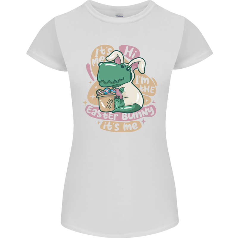 T-Rex I'm the Easter Bunny Funny Dinosaur Womens Petite Cut T-Shirt White