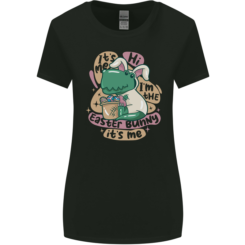 T-Rex I'm the Easter Bunny Funny Dinosaur Womens Wider Cut T-Shirt Black