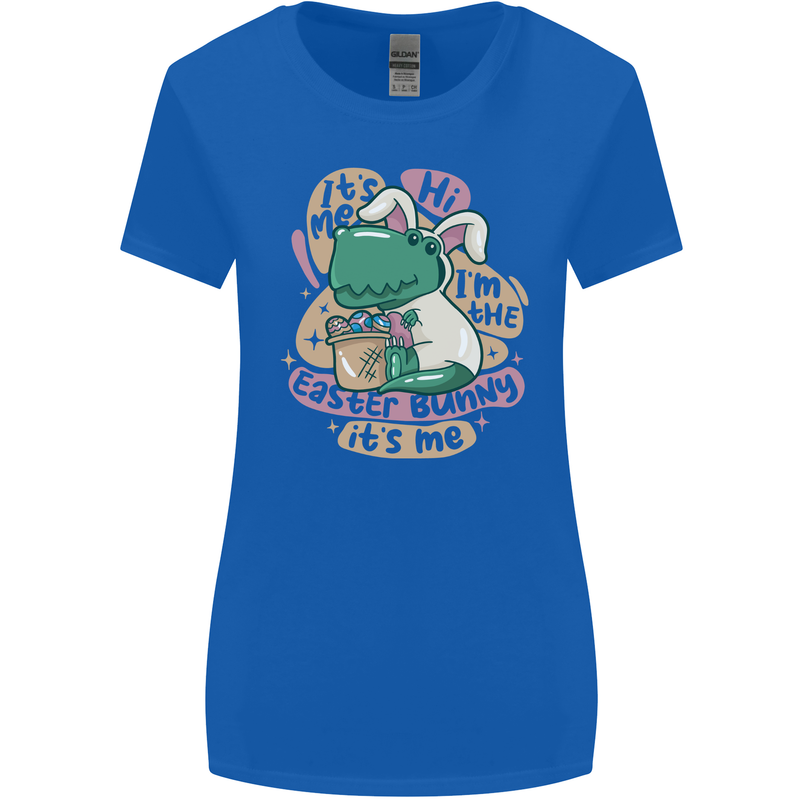 T-Rex I'm the Easter Bunny Funny Dinosaur Womens Wider Cut T-Shirt Royal Blue