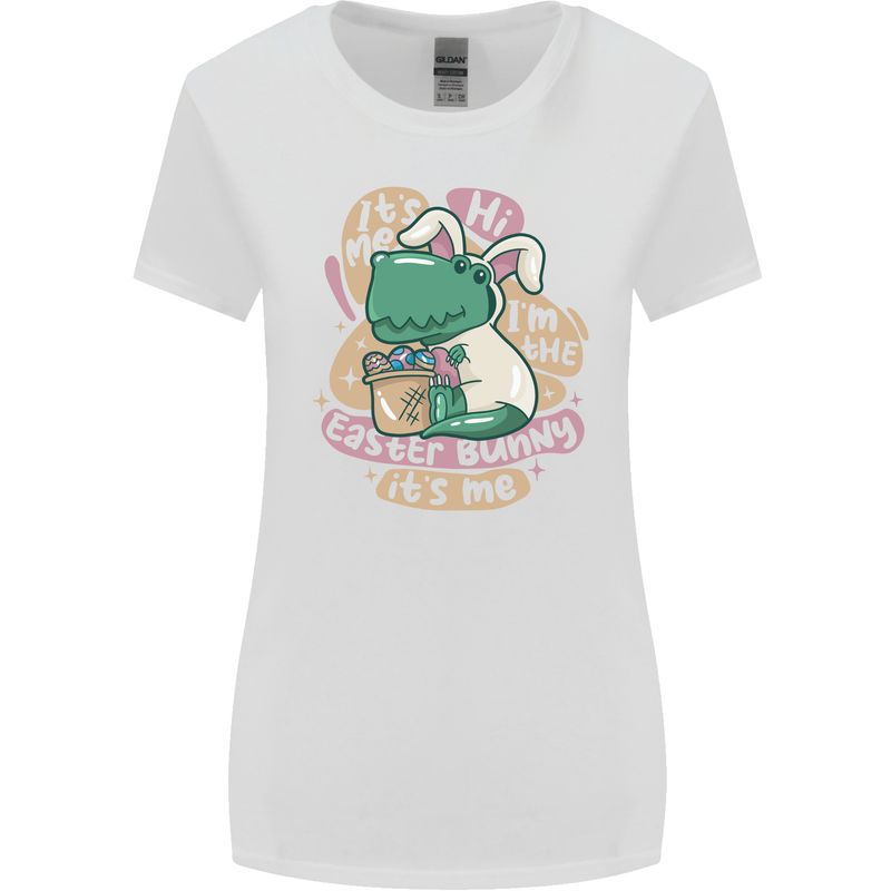 T-Rex I'm the Easter Bunny Funny Dinosaur Womens Wider Cut T-Shirt White