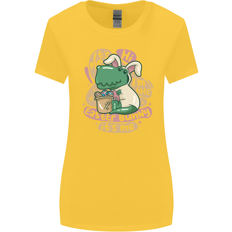T-Rex I'm the Easter Bunny Funny Dinosaur Womens Wider Cut T-Shirt Yellow