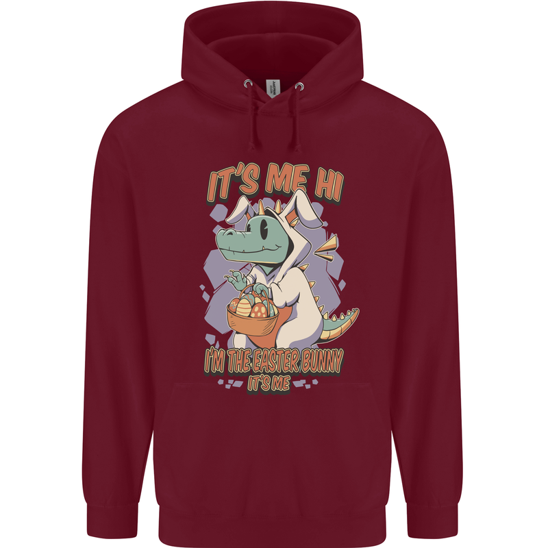 T-Rex Its Me I'm the Easter Bunny Funny Egg Mens 80% Cotton Hoodie Maroon