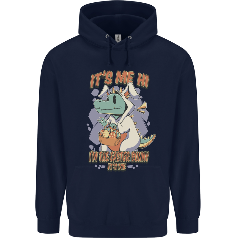 T-Rex Its Me I'm the Easter Bunny Funny Egg Mens 80% Cotton Hoodie Navy Blue