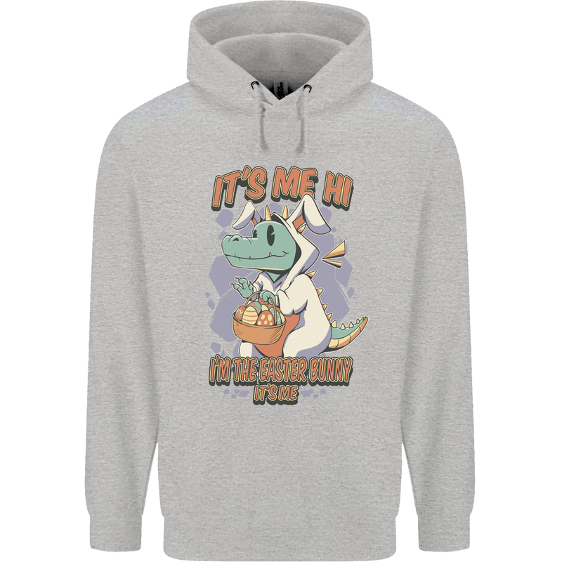T-Rex Its Me I'm the Easter Bunny Funny Egg Mens 80% Cotton Hoodie Sports Grey