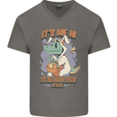 T-Rex Its Me I'm the Easter Bunny Funny Egg Mens V-Neck Cotton T-Shirt Charcoal