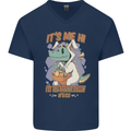 T-Rex Its Me I'm the Easter Bunny Funny Egg Mens V-Neck Cotton T-Shirt Navy Blue