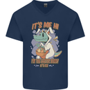 T-Rex Its Me I'm the Easter Bunny Funny Egg Mens V-Neck Cotton T-Shirt Navy Blue