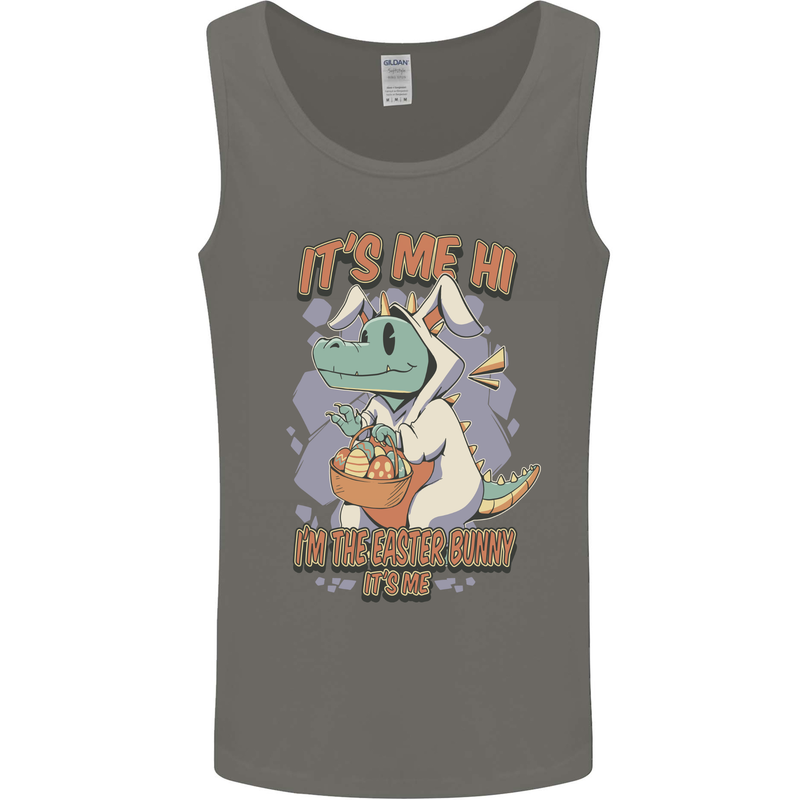 T-Rex Its Me I'm the Easter Bunny Funny Egg Mens Vest Tank Top Charcoal