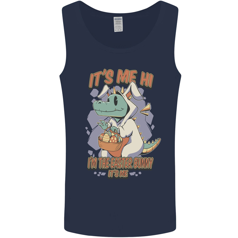 T-Rex Its Me I'm the Easter Bunny Funny Egg Mens Vest Tank Top Navy Blue