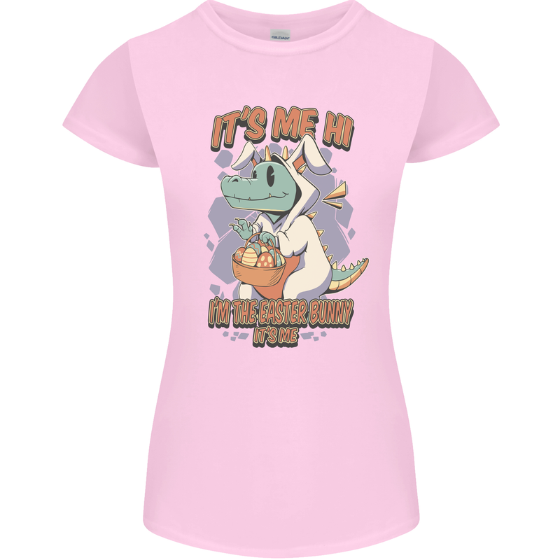 T-Rex Its Me I'm the Easter Bunny Funny Egg Womens Petite Cut T-Shirt Light Pink