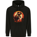 T-Rex Moon Landscape Dinosaurs Mens 80% Cotton Hoodie Black