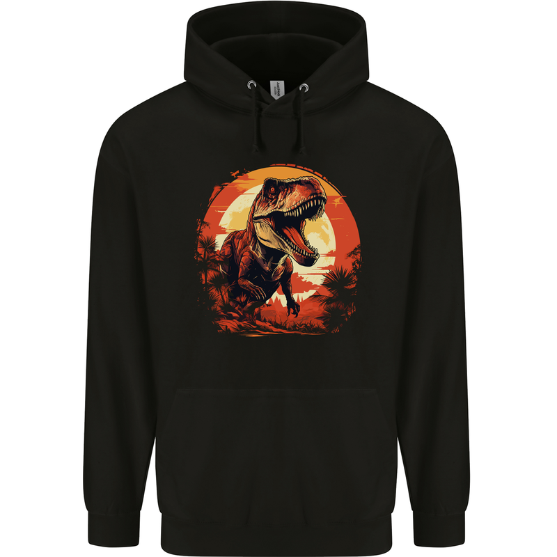 T-Rex Moon Landscape Dinosaurs Mens 80% Cotton Hoodie Black