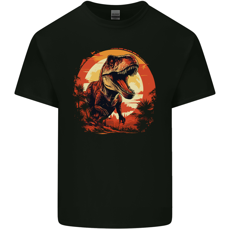 T-Rex Moon Landscape Dinosaurs Mens Cotton T-Shirt Tee Top Black