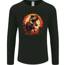 T-Rex Moon Landscape Dinosaurs Mens Long Sleeve T-Shirt Black