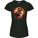 T-Rex Moon Landscape Dinosaurs Womens Petite Cut T-Shirt Black