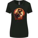 T-Rex Moon Landscape Dinosaurs Womens Wider Cut T-Shirt Black