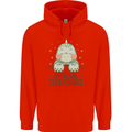 T-Rex Official Sleepshirt Sleeping Dinosaur Mens 80% Cotton Hoodie Bright Red
