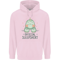 T-Rex Official Sleepshirt Sleeping Dinosaur Mens 80% Cotton Hoodie Light Pink