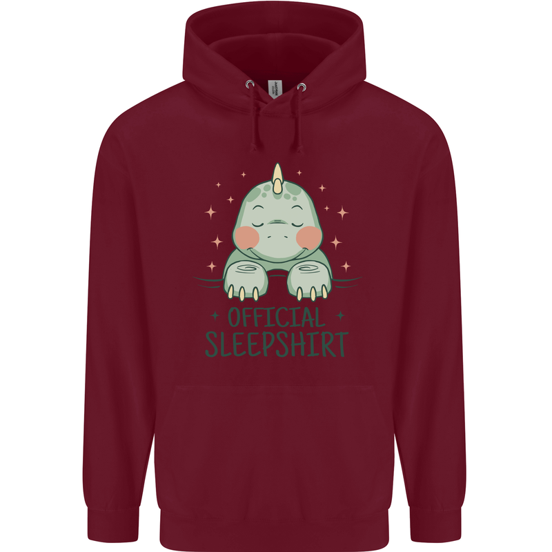 T-Rex Official Sleepshirt Sleeping Dinosaur Mens 80% Cotton Hoodie Maroon