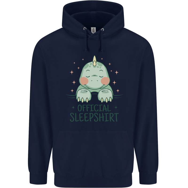 T-Rex Official Sleepshirt Sleeping Dinosaur Mens 80% Cotton Hoodie Navy Blue