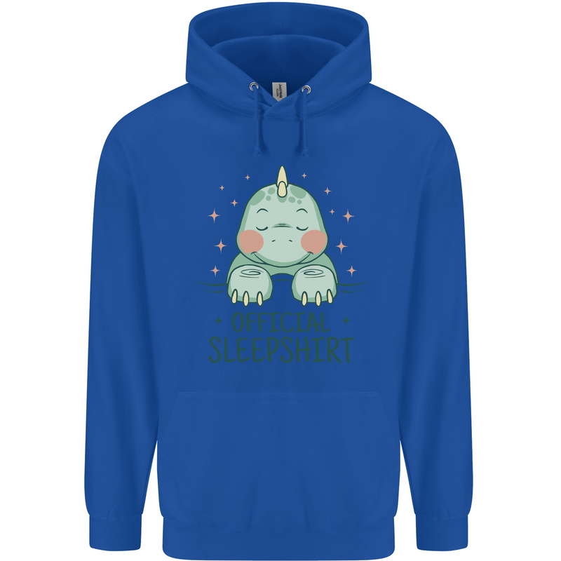 T-Rex Official Sleepshirt Sleeping Dinosaur Mens 80% Cotton Hoodie Royal Blue