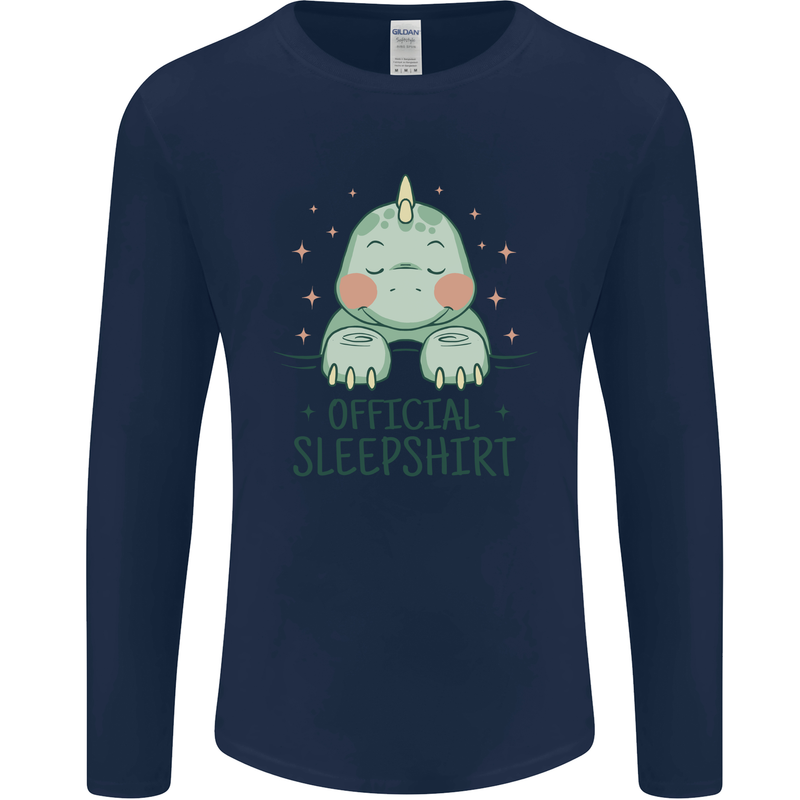 T-Rex Official Sleepshirt Sleeping Dinosaur Mens Long Sleeve T-Shirt Navy Blue