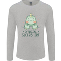 T-Rex Official Sleepshirt Sleeping Dinosaur Mens Long Sleeve T-Shirt Sports Grey