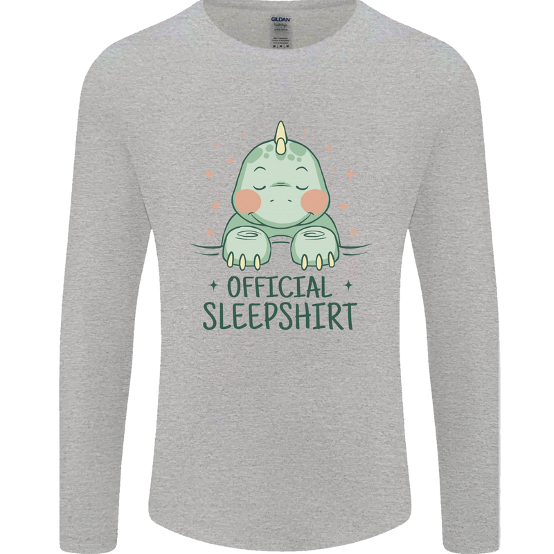T-Rex Official Sleepshirt Sleeping Dinosaur Mens Long Sleeve T-Shirt Sports Grey
