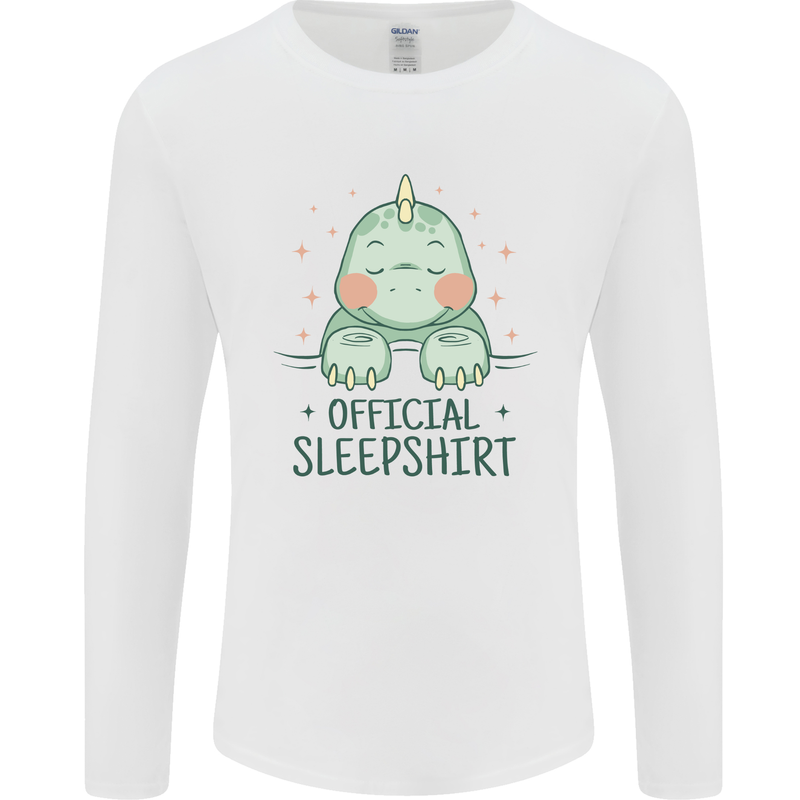 T-Rex Official Sleepshirt Sleeping Dinosaur Mens Long Sleeve T-Shirt White