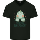 T-Rex Official Sleepshirt Sleeping Dinosaur Mens V-Neck Cotton T-Shirt Black