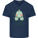 T-Rex Official Sleepshirt Sleeping Dinosaur Mens V-Neck Cotton T-Shirt Navy Blue