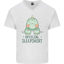 T-Rex Official Sleepshirt Sleeping Dinosaur Mens V-Neck Cotton T-Shirt White
