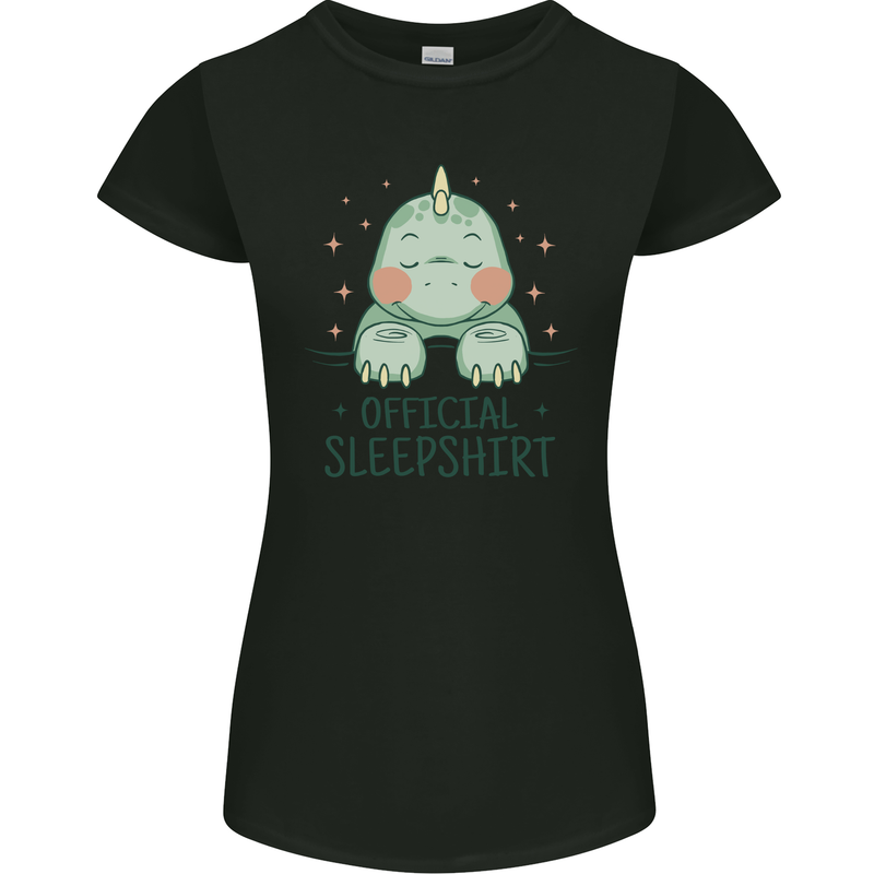 T-Rex Official Sleepshirt Sleeping Dinosaur Womens Petite Cut T-Shirt Black