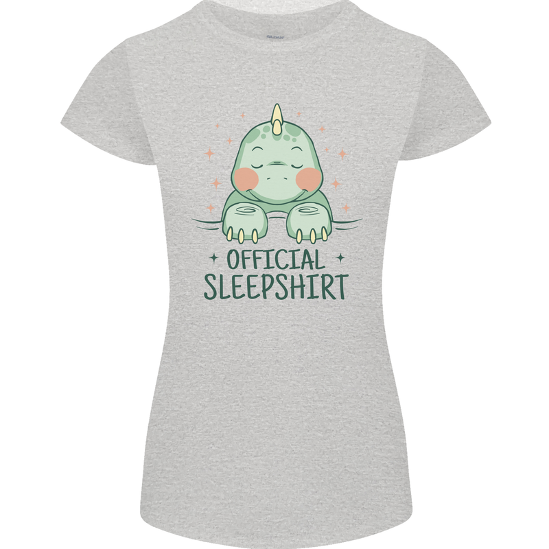 T-Rex Official Sleepshirt Sleeping Dinosaur Womens Petite Cut T-Shirt Sports Grey