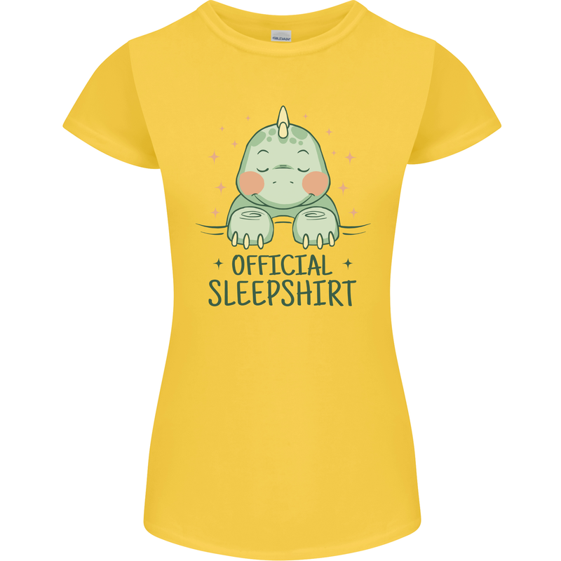 T-Rex Official Sleepshirt Sleeping Dinosaur Womens Petite Cut T-Shirt Yellow