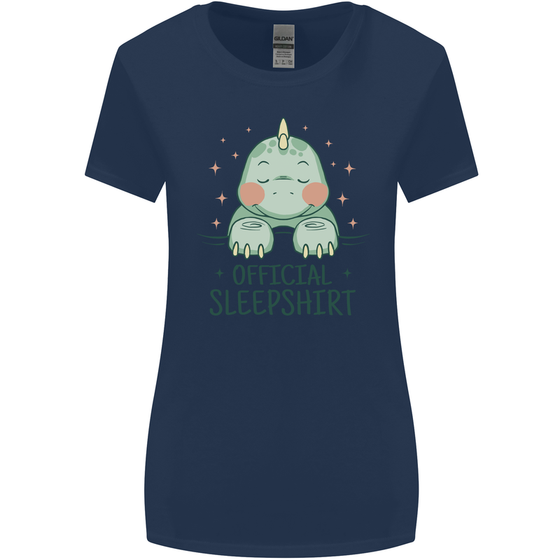 T-Rex Official Sleepshirt Sleeping Dinosaur Womens Wider Cut T-Shirt Navy Blue