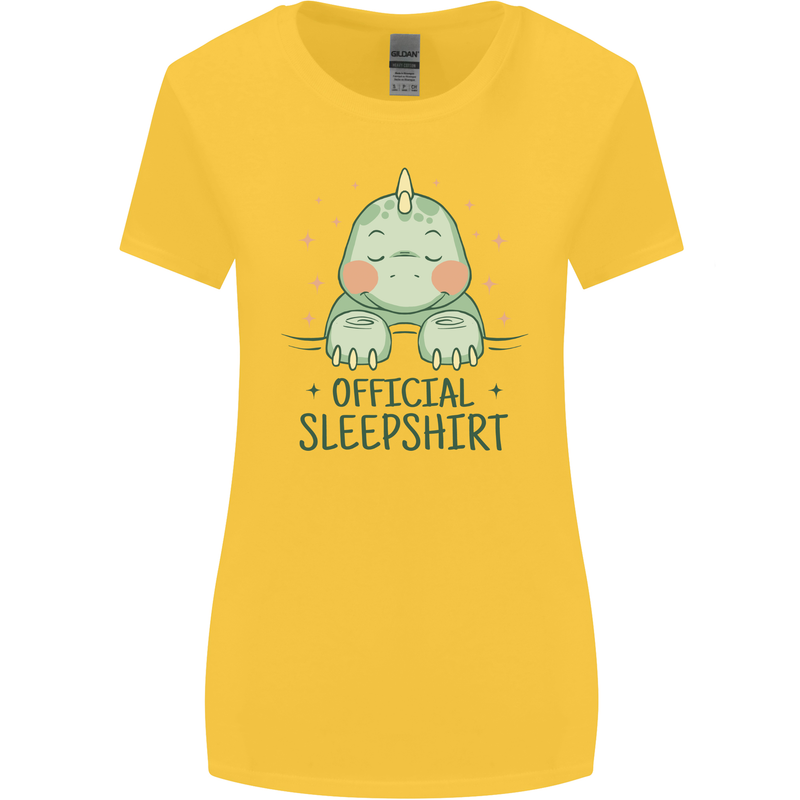 T-Rex Official Sleepshirt Sleeping Dinosaur Womens Wider Cut T-Shirt Yellow