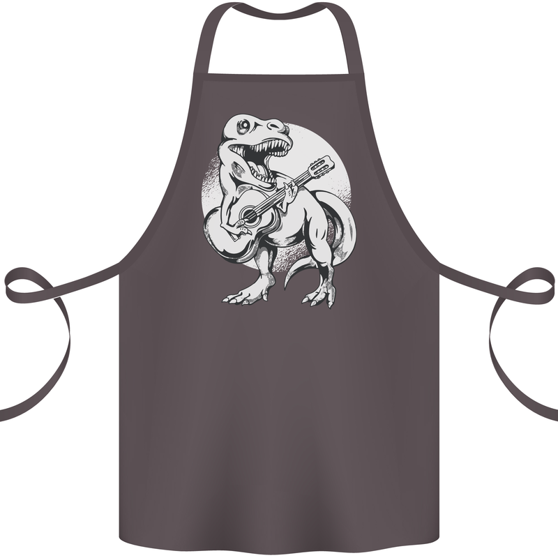 T-Rex Playing the Acoustic Guitar Music Cotton Apron 100% Organic Dark Grey