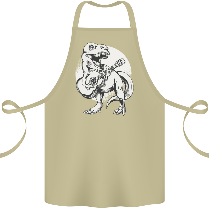 T-Rex Playing the Acoustic Guitar Music Cotton Apron 100% Organic Khaki