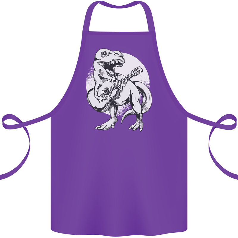 T-Rex Playing the Acoustic Guitar Music Cotton Apron 100% Organic Purple