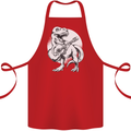 T-Rex Playing the Acoustic Guitar Music Cotton Apron 100% Organic Red