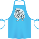 T-Rex Playing the Acoustic Guitar Music Cotton Apron 100% Organic Turquoise