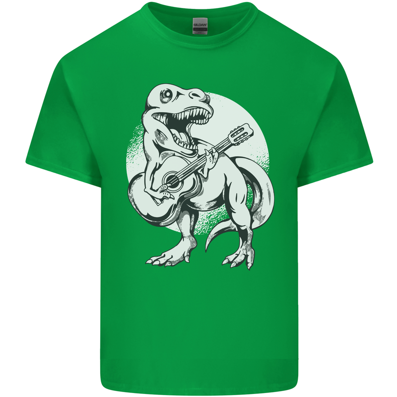 T-Rex Playing the Acoustic Guitar Music Mens Cotton T-Shirt Tee Top Irish Green