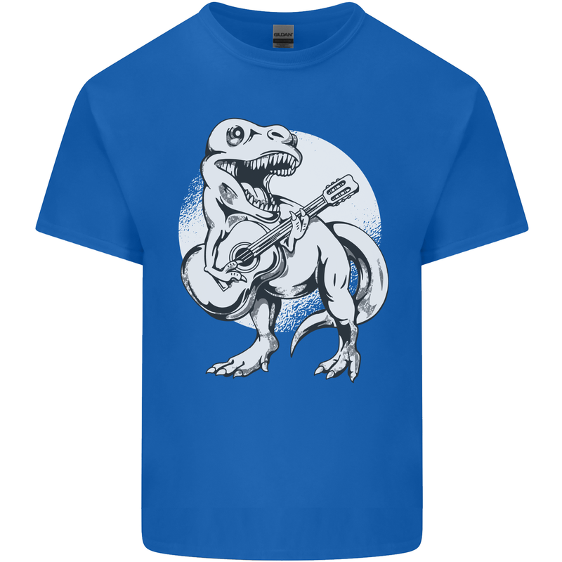 T-Rex Playing the Acoustic Guitar Music Mens Cotton T-Shirt Tee Top Royal Blue