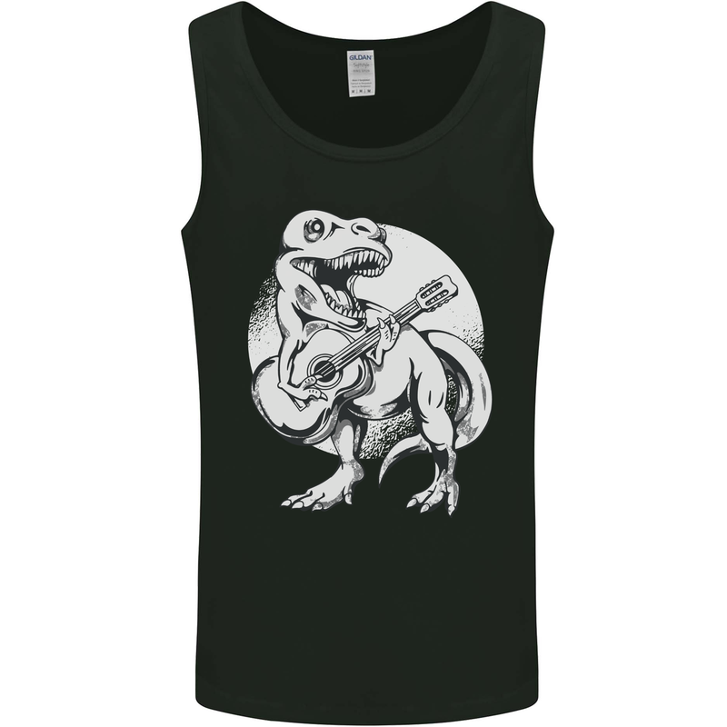 T-Rex Playing the Acoustic Guitar Music Mens Vest Tank Top Black