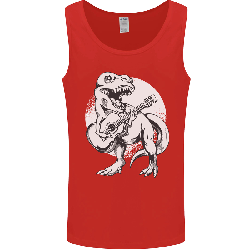 T-Rex Playing the Acoustic Guitar Music Mens Vest Tank Top Red