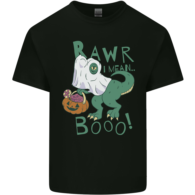 T-Rex RAWR I Mean Booo Halloween Dinosaur Kids T-Shirt Childrens Black