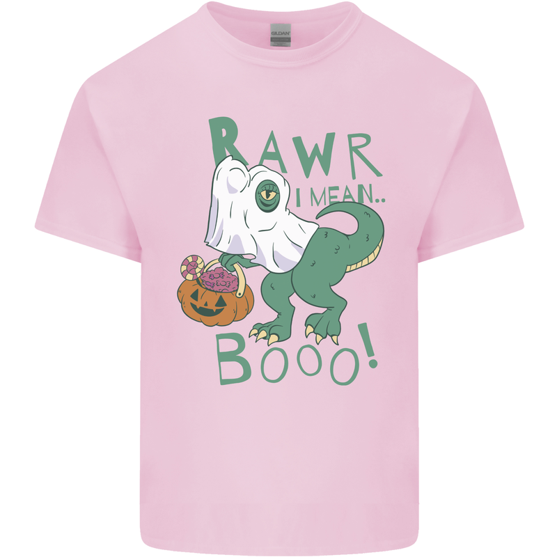 T-Rex RAWR I Mean Booo Halloween Dinosaur Kids T-Shirt Childrens Light Pink